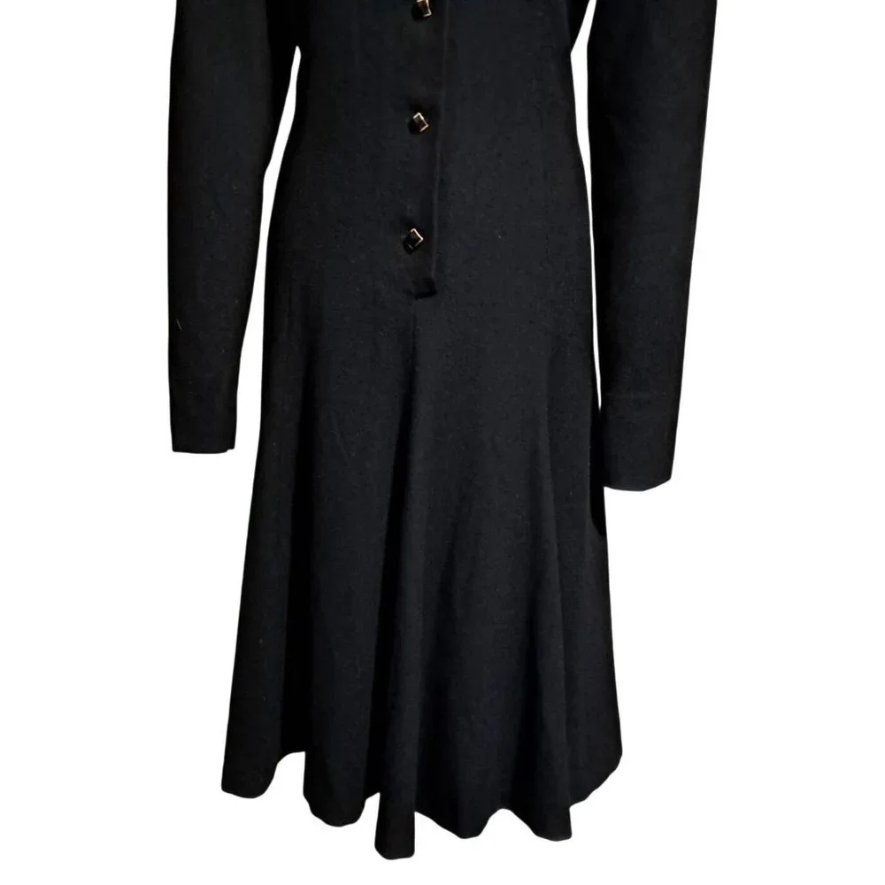 Vintage Anne Klein Wool Dress Womens Size 14 Glass Rivoli Buttons‎ Fit and Flare